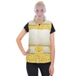 Texture Pattern Macro Glass Of Beer Foam White Yellow Art Women s Button Up Vest
