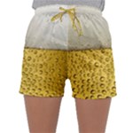 Texture Pattern Macro Glass Of Beer Foam White Yellow Art Sleepwear Shorts