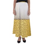 Texture Pattern Macro Glass Of Beer Foam White Yellow Art Flared Maxi Skirt