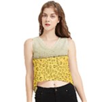 Texture Pattern Macro Glass Of Beer Foam White Yellow Art V-Neck Cropped Tank Top