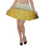 Texture Pattern Macro Glass Of Beer Foam White Yellow Art Velvet Skater Skirt