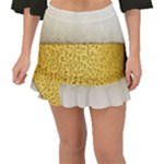 Texture Pattern Macro Glass Of Beer Foam White Yellow Art Fishtail Mini Chiffon Skirt