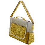 Texture Pattern Macro Glass Of Beer Foam White Yellow Art Box Up Messenger Bag