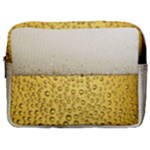 Texture Pattern Macro Glass Of Beer Foam White Yellow Art Make Up Pouch (Large)