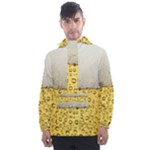Texture Pattern Macro Glass Of Beer Foam White Yellow Art Men s Front Pocket Pullover Windbreaker