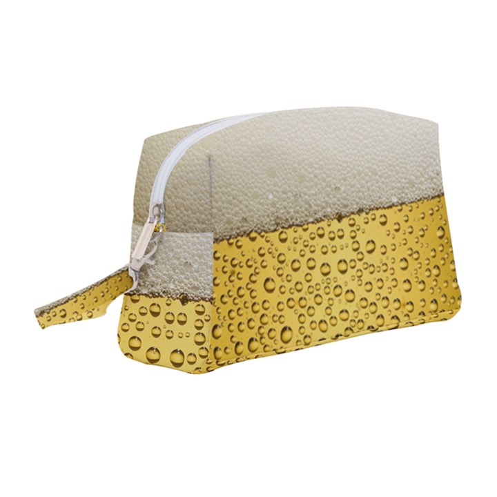 Texture Pattern Macro Glass Of Beer Foam White Yellow Art Wristlet Pouch Bag (Medium)