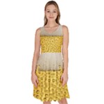 Texture Pattern Macro Glass Of Beer Foam White Yellow Art Knee Length Skater Dress With Pockets