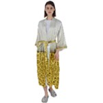 Texture Pattern Macro Glass Of Beer Foam White Yellow Art Maxi Satin Kimono