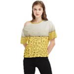Texture Pattern Macro Glass Of Beer Foam White Yellow Art One Shoulder Cut Out Tee