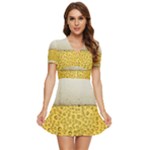Texture Pattern Macro Glass Of Beer Foam White Yellow Art V-Neck High Waist Chiffon Mini Dress