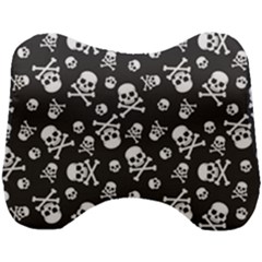 Skull Crossbones Seamless Pattern Holiday-halloween-wallpaper Wrapping Packing Backdrop Head Support Cushion by Ravend
