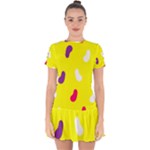 Pattern-yellow - 1 Drop Hem Mini Chiffon Dress
