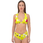 Pattern-yellow - 1 Double Strap Halter Bikini Set