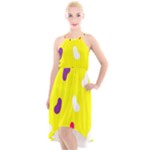 Pattern-yellow - 1 High-Low Halter Chiffon Dress 