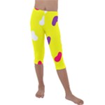 Pattern-yellow - 1 Kids  Lightweight Velour Capri Leggings 