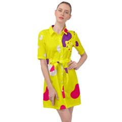 Pattern-yellow - 1 Belted Shirt Dress by nateshop