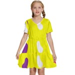 Pattern-yellow - 1 Kids  Short Sleeve Tiered Mini Dress
