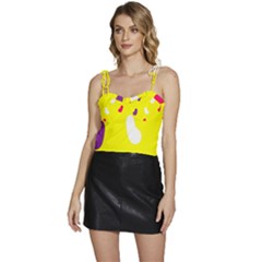 Pattern-yellow - 1 Flowy Camisole Tie Up Top by nateshop
