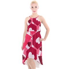 Pink-17 High-low Halter Chiffon Dress  by nateshop