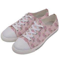 Flowers Bloom Blossom Pastel Pink Pattern Women s Low Top Canvas Sneakers by Jancukart