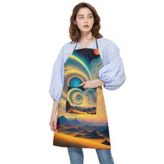 Ai Generated Surrealist Fantasy Dream Moon Space Pocket Apron by Jancukart