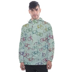 Bicycle Bikes Pattern Ride Wheel Cycle Icon Men s Front Pocket Pullover Windbreaker by Jancukart