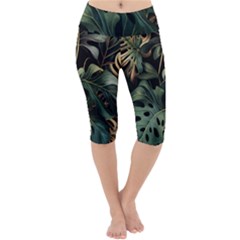 Tropical Leaves Leaf Foliage Monstera Nature Home Lightweight Velour Cropped Yoga Leggings by Jancukart