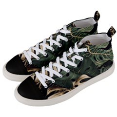 Tropical Leaves Foliage Monstera Nature Home Art Men s Mid-top Canvas Sneakers