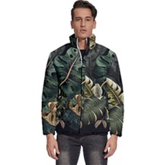 Tropical Leaves Foliage Monstera Nature Home Pattern Men s Puffer Bubble Jacket Coat