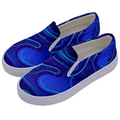 Spiral Shape Blue Abstract Kids  Canvas Slip Ons by Jancukart