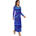 Spiral Shape Blue Abstract Long Sleeve Longline Maxi Dress View3