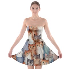 Cats Watercolor Pet Animal Mammal Strapless Bra Top Dress