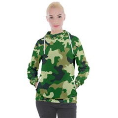 Green Military Background Camouflage Women s Hooded Pullover by Semog4
