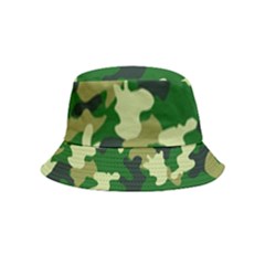 Green Military Background Camouflage Inside Out Bucket Hat (kids) by Semog4