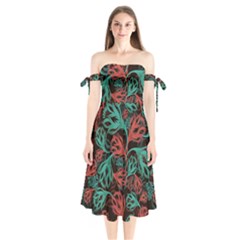 Flower Patterns Ornament Pattern Shoulder Tie Bardot Midi Dress by Semog4
