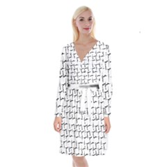 Precision Pursuit: Hunting Motif Black And White Pattern Long Sleeve Velvet Front Wrap Dress by dflcprintsclothing