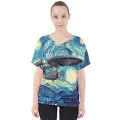 Star Trek Starship The Starry Night Van Gogh V-neck Dolman Drape Top by Semog4