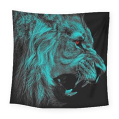 Angry Male Lion Predator Carnivore Square Tapestry (large) by Semog4