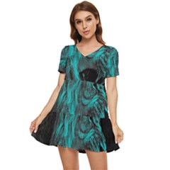 Angry Male Lion Predator Carnivore Tiered Short Sleeve Babydoll Dress by Semog4