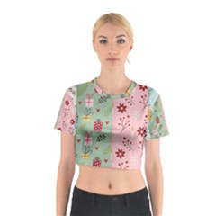 Flat Christmas Pattern Collection Cotton Crop Top by Semog4