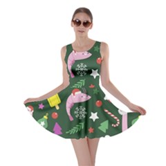 Colorful Funny Christmas Pattern Skater Dress