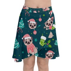 Pattern Christmas Funny Chiffon Wrap Front Skirt by Semog4