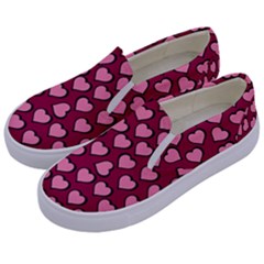 Pattern Pink Abstract Heart Love Kids  Canvas Slip Ons by Ravend