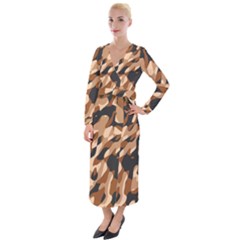 Abstract Camouflage Pattern Velvet Maxi Wrap Dress by Jack14