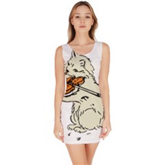 Cat Playing The Violin Art Bodycon Dress by oldshool