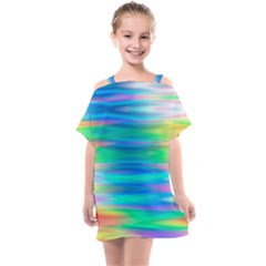Wave Rainbow Bright Texture Kids  One Piece Chiffon Dress by Semog4