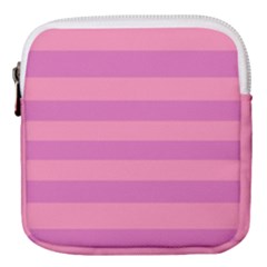 Pink Stripes Striped Design Pattern Mini Square Pouch by Semog4
