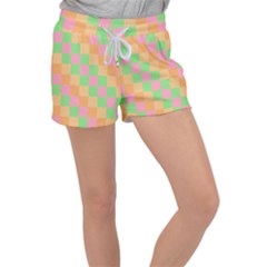 Checkerboard-pastel-squares Women s Velour Lounge Shorts by Semog4
