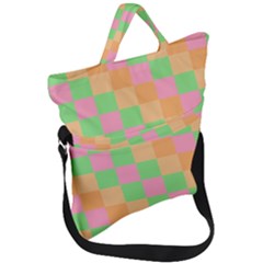 Checkerboard-pastel-squares Fold Over Handle Tote Bag by Semog4