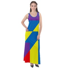 Colorful-red-yellow-blue-purple Sleeveless Velour Maxi Dress by Semog4